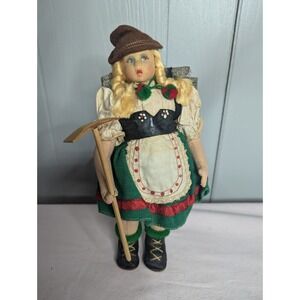 Lenci like Vintage 10" Switzerland Swiss? dressed doll metal leg joints